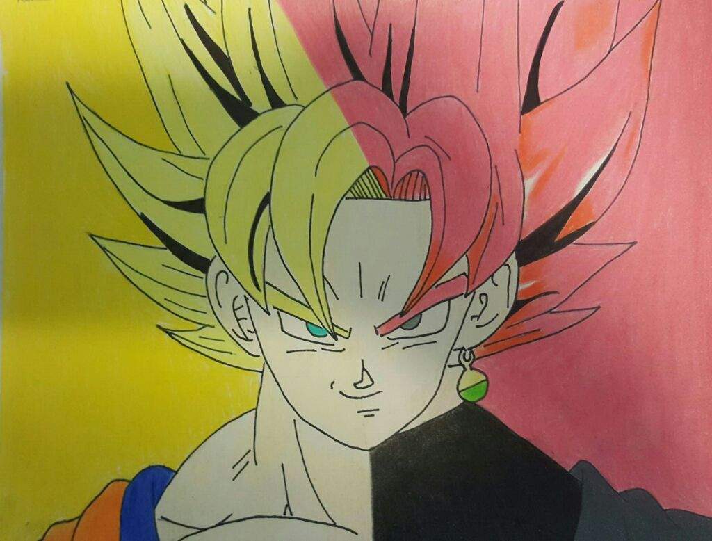 1024x778 Goku Ssj And Black Goku Split Drawing Updated Dragonballz Amino - Split Drawing