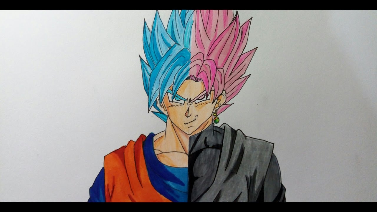 1280x720 Split Drawing Goku Vs Black Goku - Split Drawing