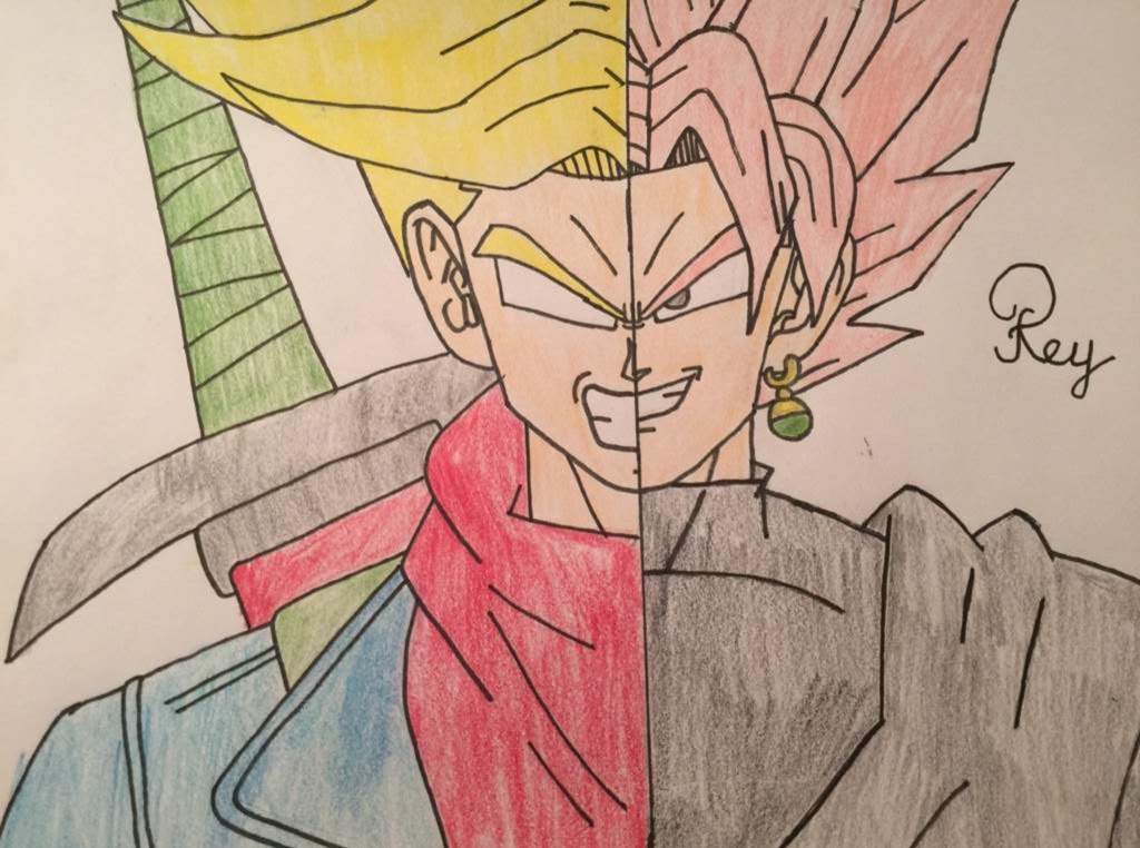 1024x762 super saiyan goku blacksuper saiyan rage trunks split - Split Drawing