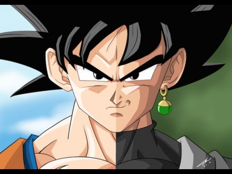 480x360 Drawing Goku Vs Goku Black Dragon Ball Z Split Drawing - Split Drawing
