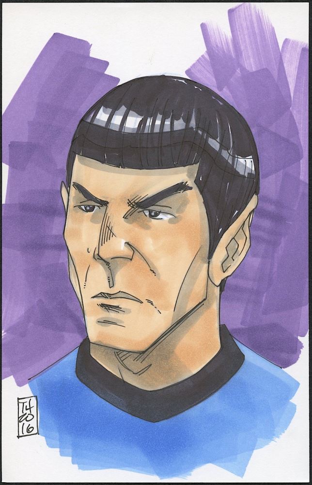 644x1000 Spock Star Trek Original X Color Drawing On Paper - Spock Drawing
