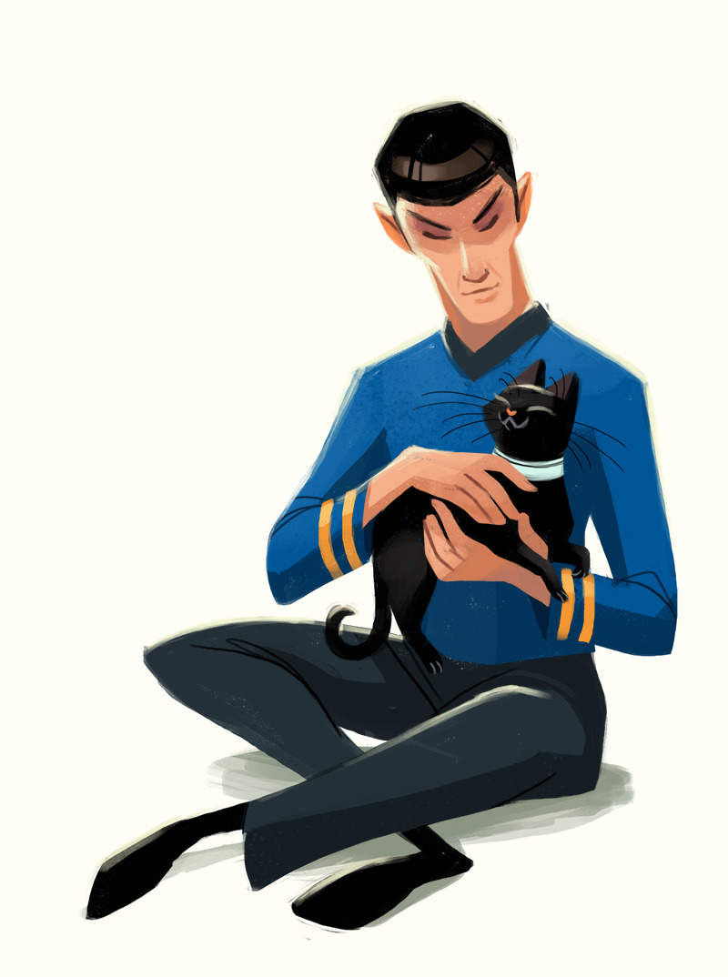 800x1074 Daily Cat Drawings Tribute To Spock I Grew Up With And Love - Spock Drawing