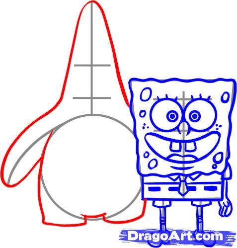 477x499 How To Draw Spongebob And Patrick, Step - Spongebob And Patrick Drawing
