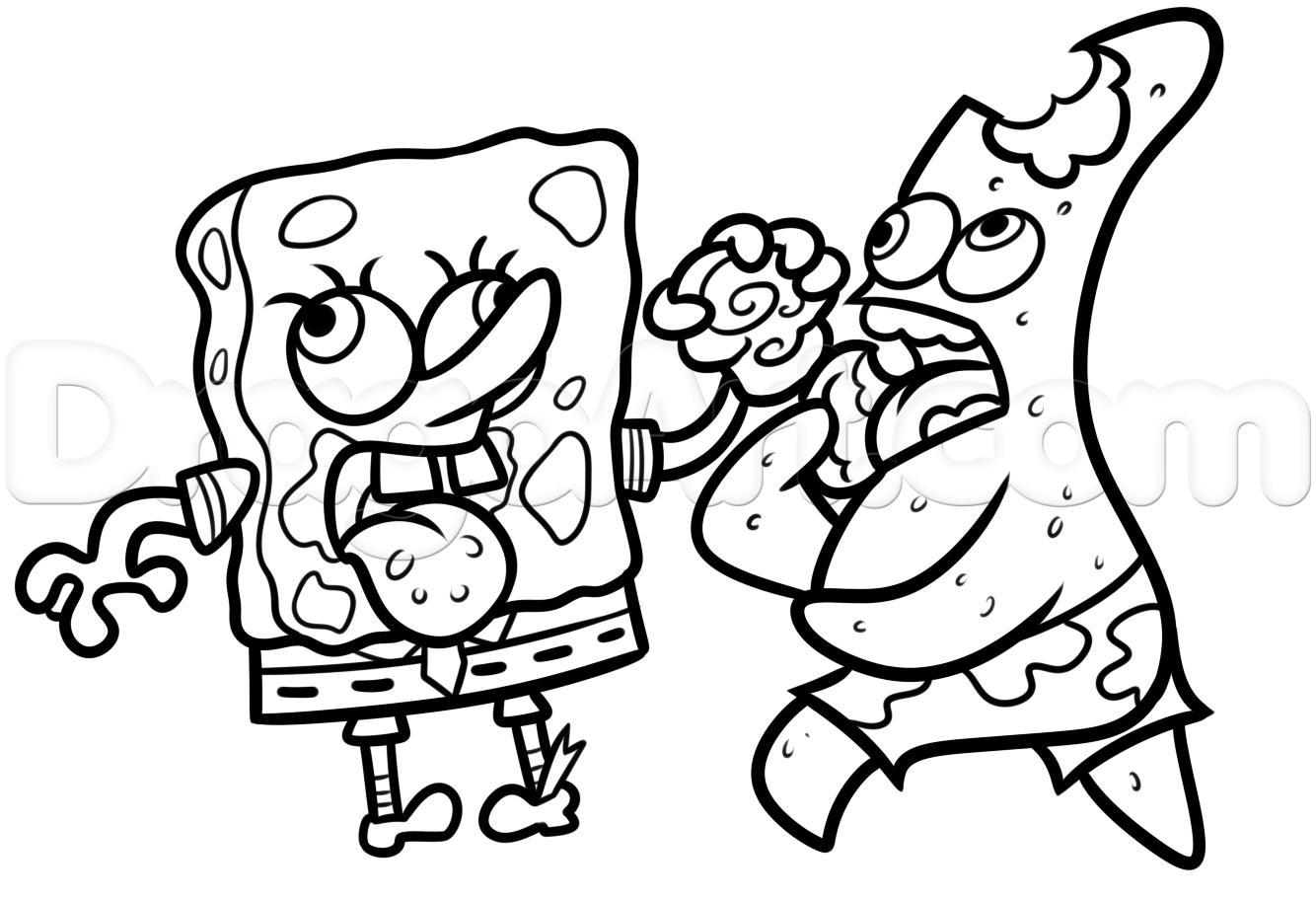 1334x911 How To Draw Zombie Spongebob And Patrick, Step - Spongebob And Patrick Drawing