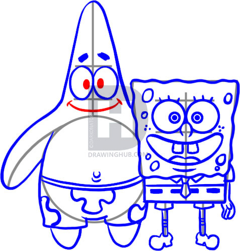 477x499 How To Draw Spongebob And Patrick, Step - Spongebob And Patrick Drawing