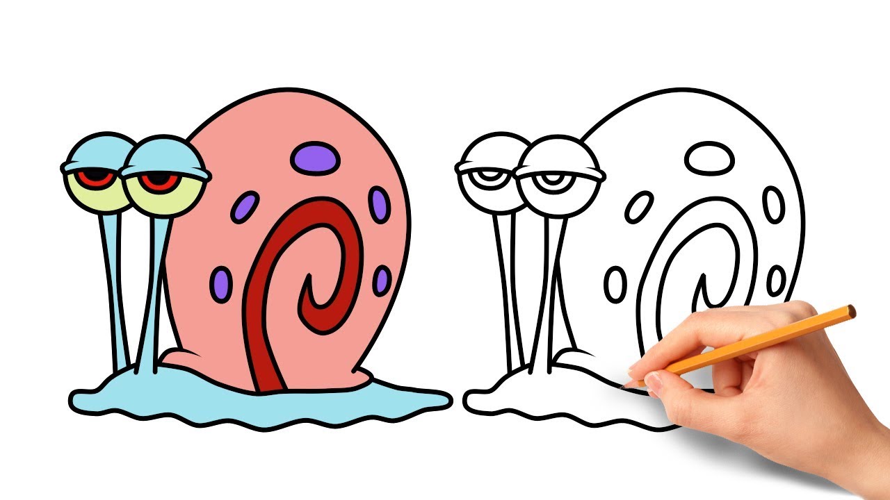 1280x720 How To Draw Gary From Spongebob - Spongebob Cartoon Drawing