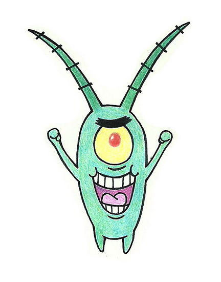 432x550 how to draw sheldon j plankton from spongebob squarepants - Spongebob Characters Drawings