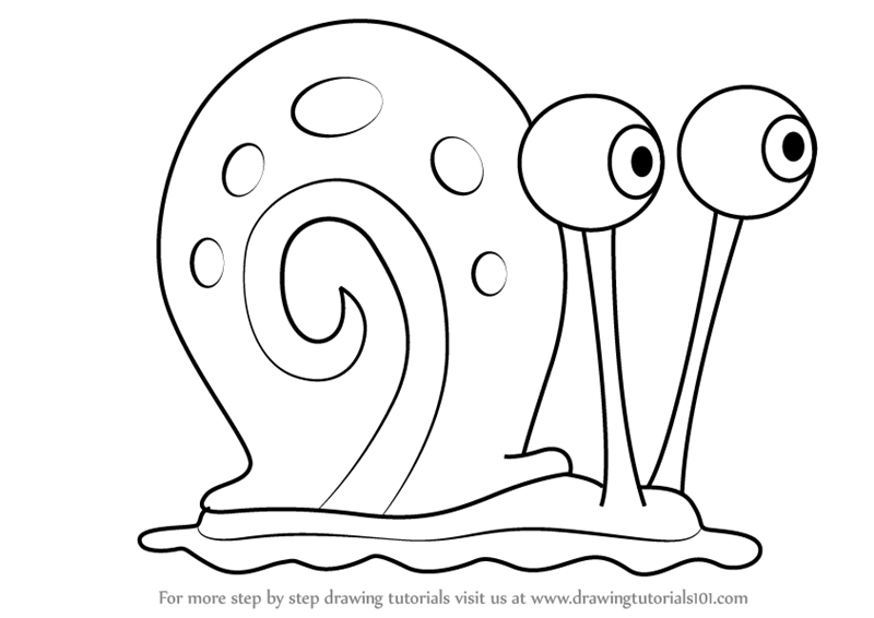 800x566 learn how to draw gary the snail from spongebob squarepants - Spongebob Characters Drawings