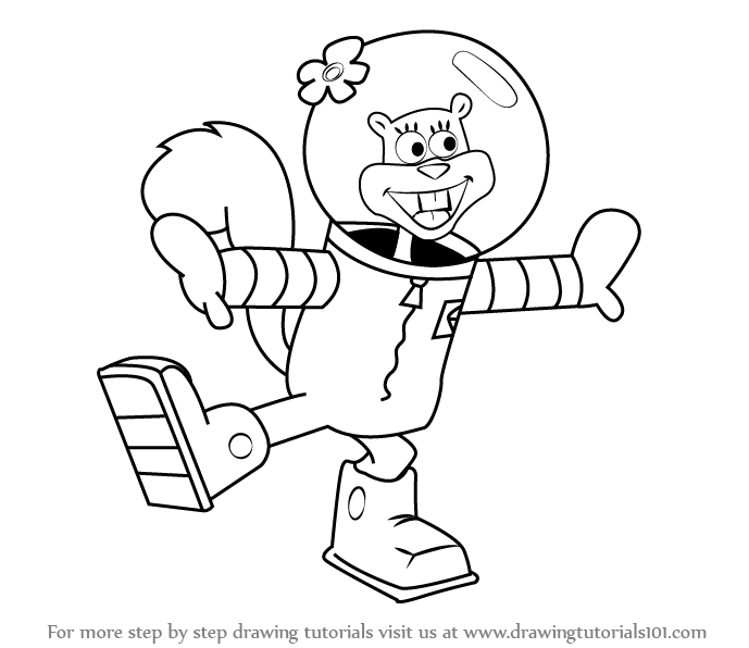 689x596 learn how to draw sandy cheeks from spongebob squarepants - Spongebob Characters Drawings