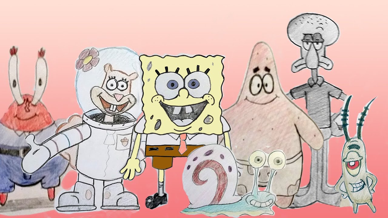 1280x720 how to draw all the spongebob main characters - Spongebob Characters Drawings