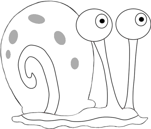 606x520 how to draw gary the snail from spongebob squarepants - Spongebob Characters Drawings