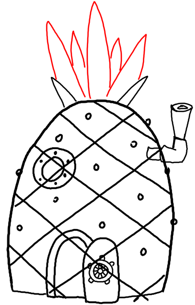400x626 How To Draw Spongebob Squarepants' Pineapple House With Drawing - Spongebob Drawing