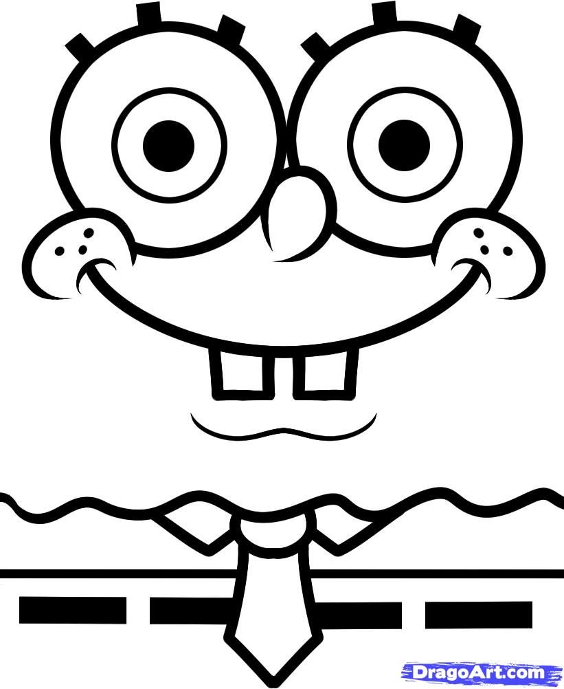 821x1002 Spongebob Character Drawings With Coor How To Draw Spongebob - Spongebob Easy Drawing