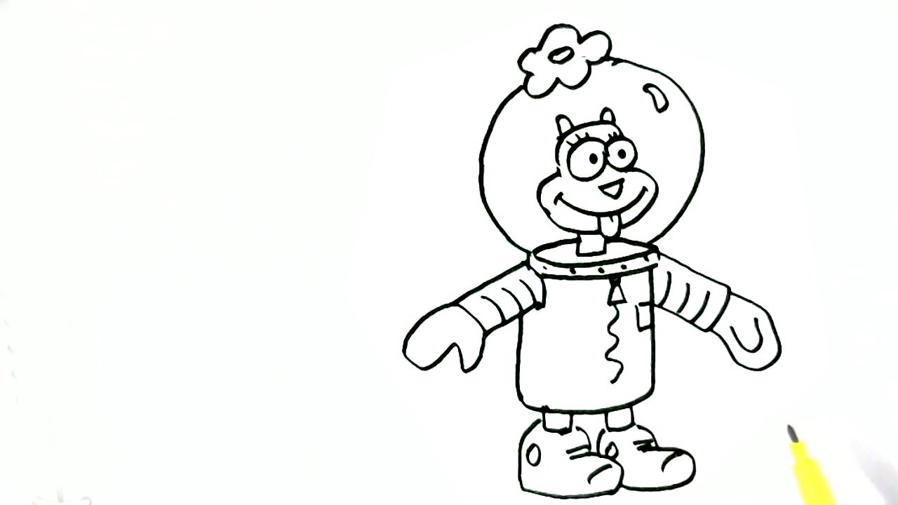 1280x720 how to draw sandy cheeks spongebob squarepants easy steps - Spongebob Squarepants Drawing