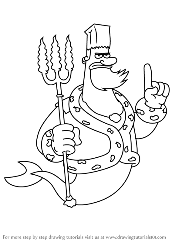 567x800 learn how to draw king neptune from spongebob squarepants - Spongebob Squarepants Drawing