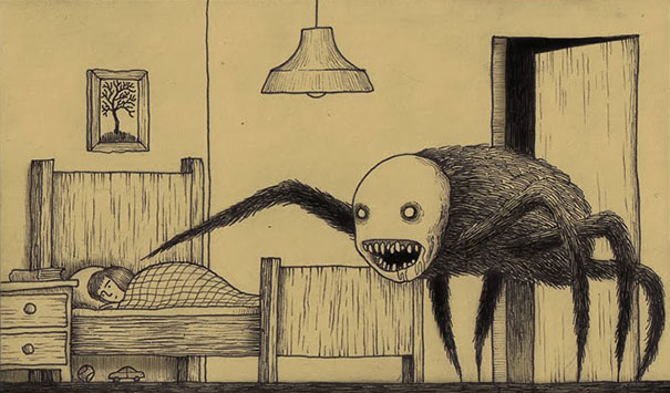 605x355 Creepy Monsters Drawn On Sticky Notes - Spooky Drawings