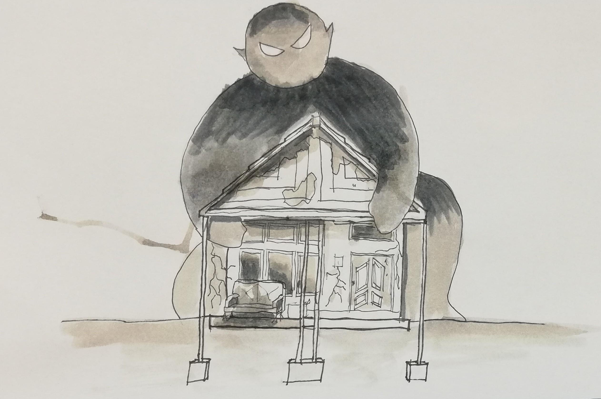 2525x1677 Halloween Spooky House Drawing, Ahmad, Art - Spooky House Drawing