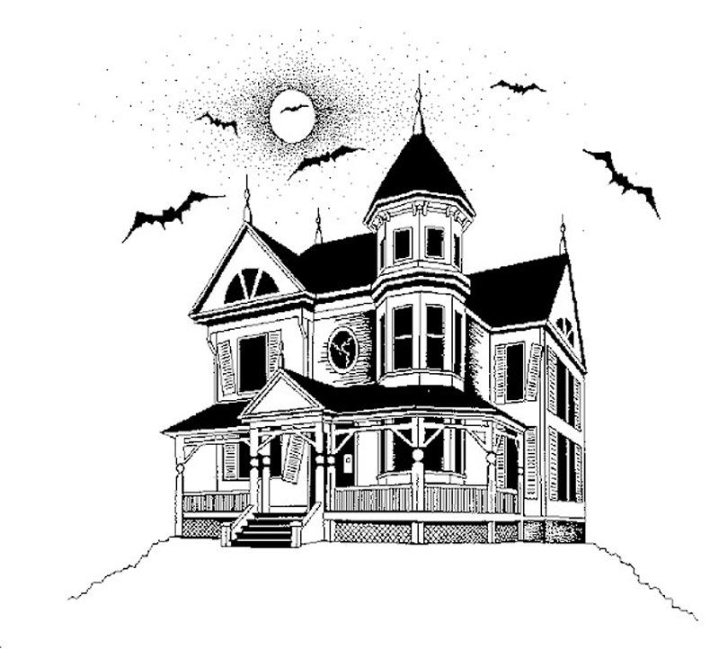800x722 Haunted House Drawing - Spooky House Drawing