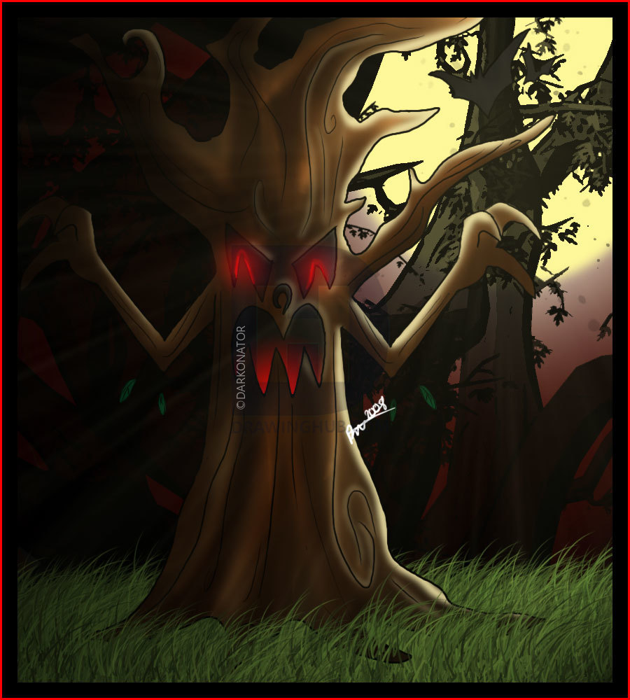 900x1000 How To Draw A Spooky Tree, Step - Spooky Tree Drawing