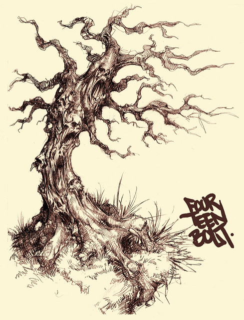 489x640 Spooky Tree A Drawing I Did About A Year Ago - Spooky Tree Drawing