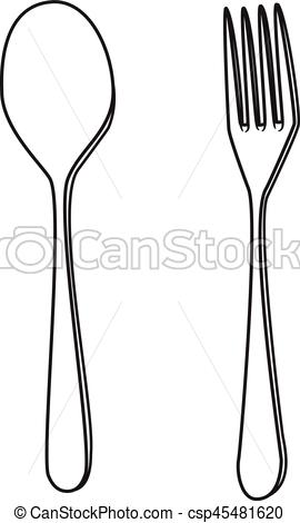 270x470 Illustration Of Isolated Fork And Spoon Cartoon Drawing Vector - Spoon And Fork Drawing