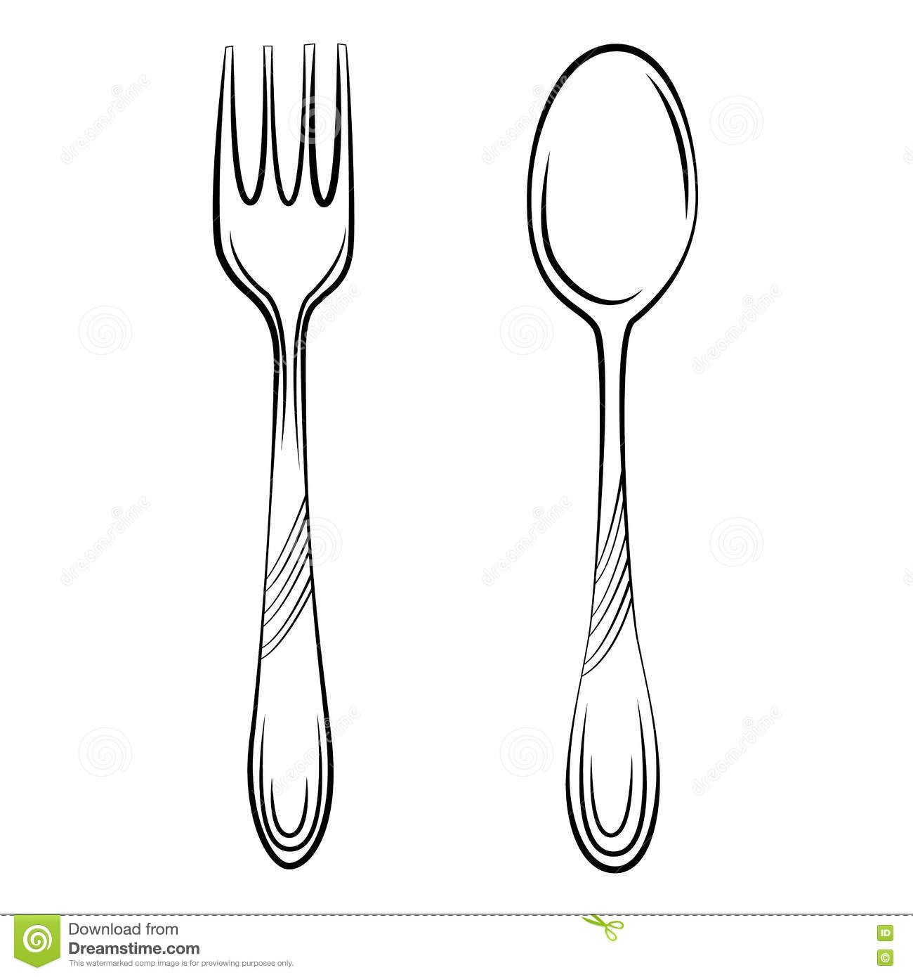 1300x1390 Spoon And Fork Sketch Illustration Simple Design Elements - Spoon And Fork Drawing