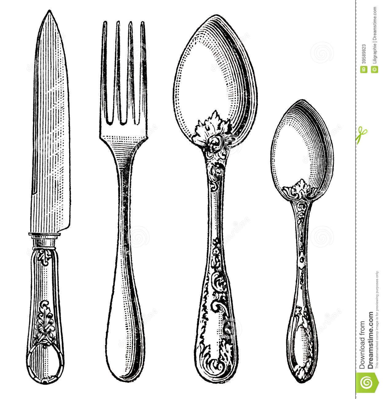 1247x1300 vintage silverware knife, fork and spoon tattoos that i love - Spoon And Fork Drawing