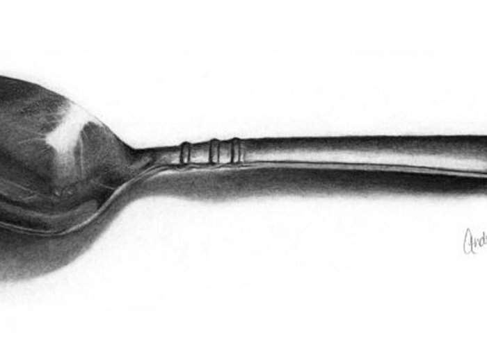 700x500 spoon pencil drawing greeting card for sale - Spoon Drawing