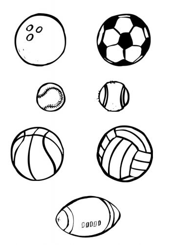 354x500 sports balls coloring - Sports Balls Drawings