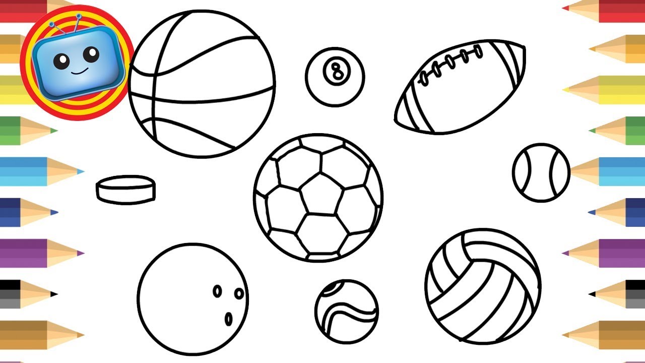 1280x720 sports balls drawing and painting for kids colouring pages - Sports Balls Drawings