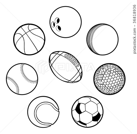 457x450 sports balls set - Sports Balls Drawings