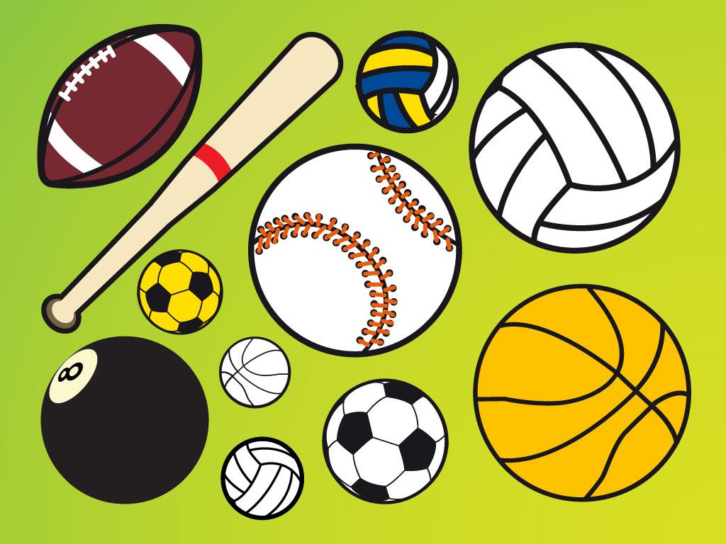 1024x768 top sport balls vectors free - Sports Balls Drawings
