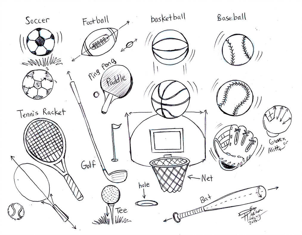 1013x789 draw sports balls - Sports Balls Drawings