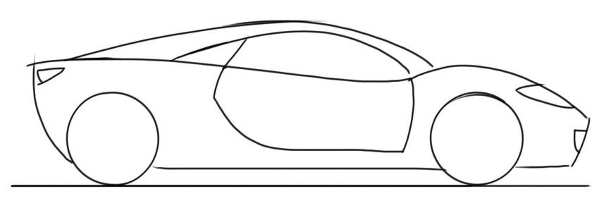 867x312 easy car drawing tutorial for children sports car side view - Sports Car Drawing Easy