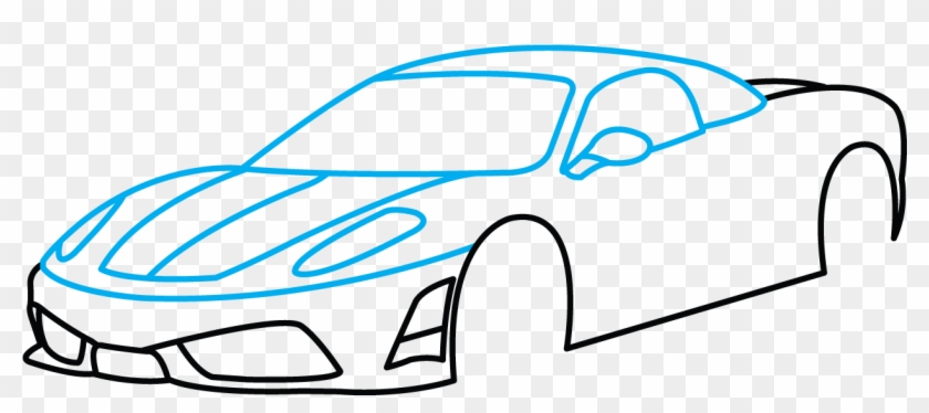 840x374 how to draw ferrari a sports car easy step - Sports Car Drawing Easy