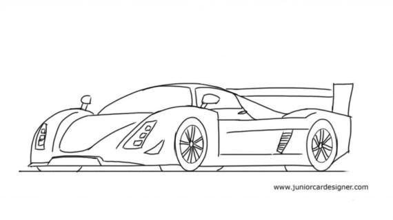 570x320 How To Draw A Race Car Step - Sports Car Drawing Easy