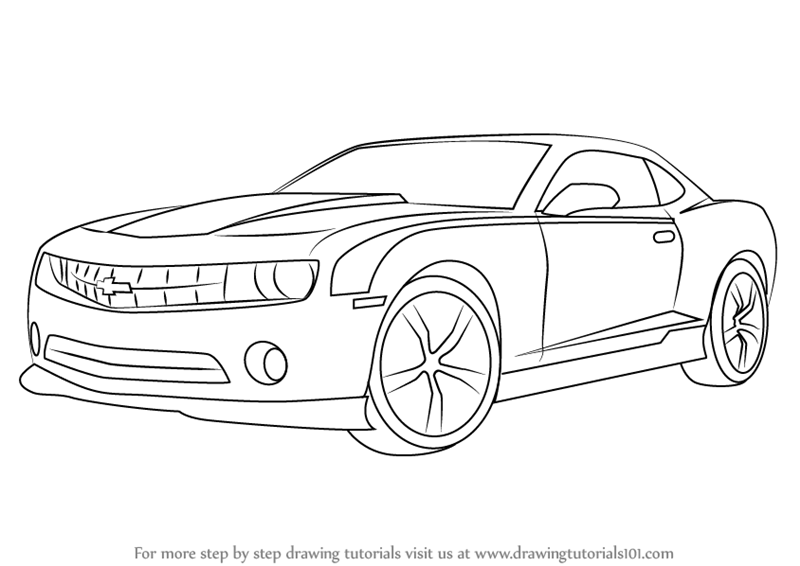 800x566 Learn How To Draw A Chevrolet Camaro - Sports Car Drawing Easy