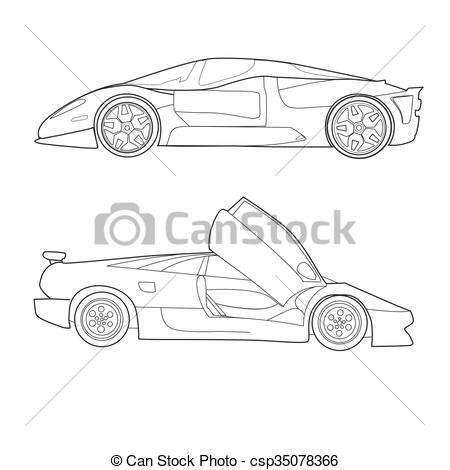 450x470 two outline sports cars vector colouring illustration of outline - Sports Car Drawing Outline