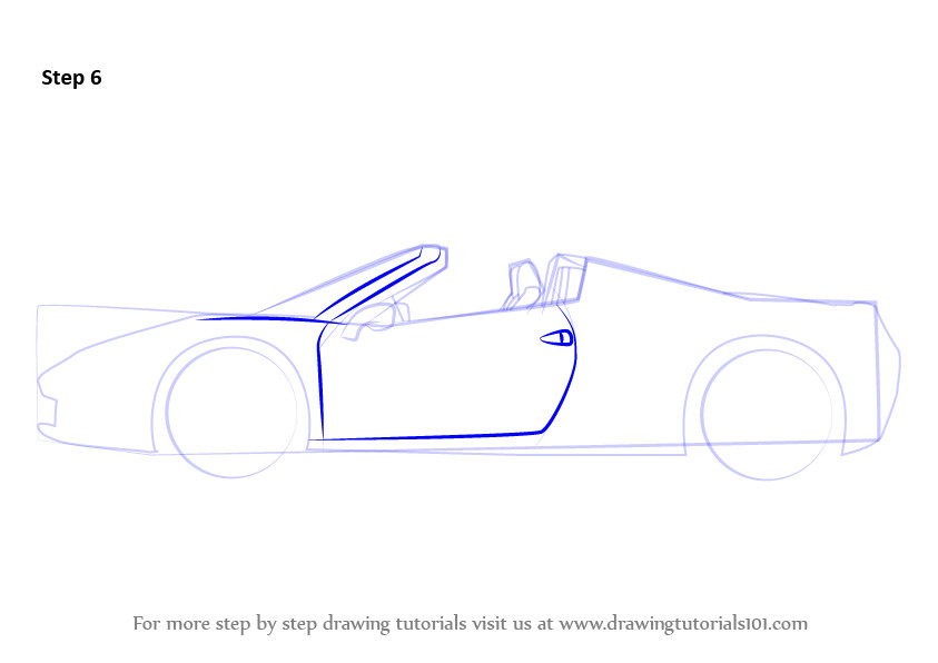 843x596 how to draw a ferrari learn how to draw a ferrari sports cars step - Sports Car Drawing Step By Step