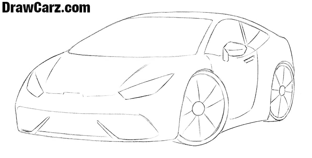 1000x508 how to draw a sports car for beginners drawcarz - Sports Car Drawing Step By Step