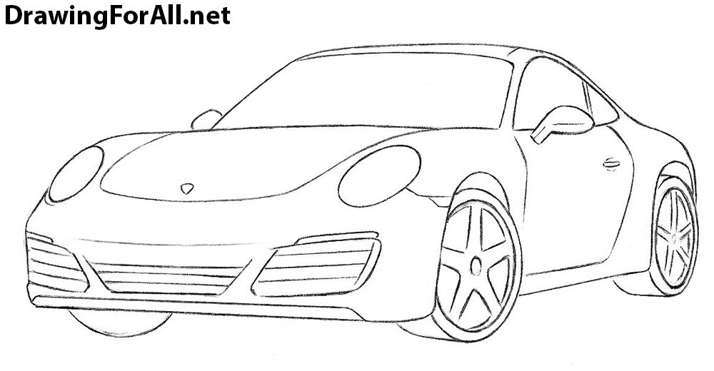 1000x520 how to draw a sports car how to draw a porsche letter alimy us - Sports Car Line Drawing