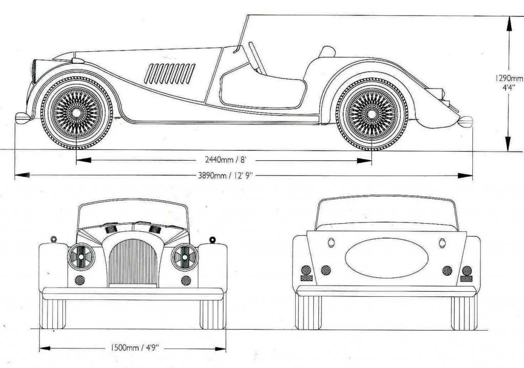 1024x719 Morgan Cars Line Drawings - Sports Car Line Drawing