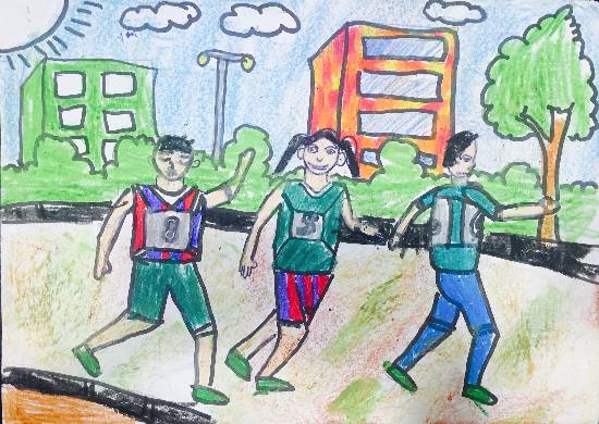 550x390 Sports Day Painting - Sports Drawing