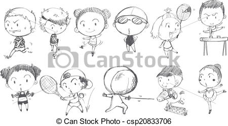 450x249 Kids Playing Sports Clipart Black And White Great Free Clipart - Sports Drawing For Kids