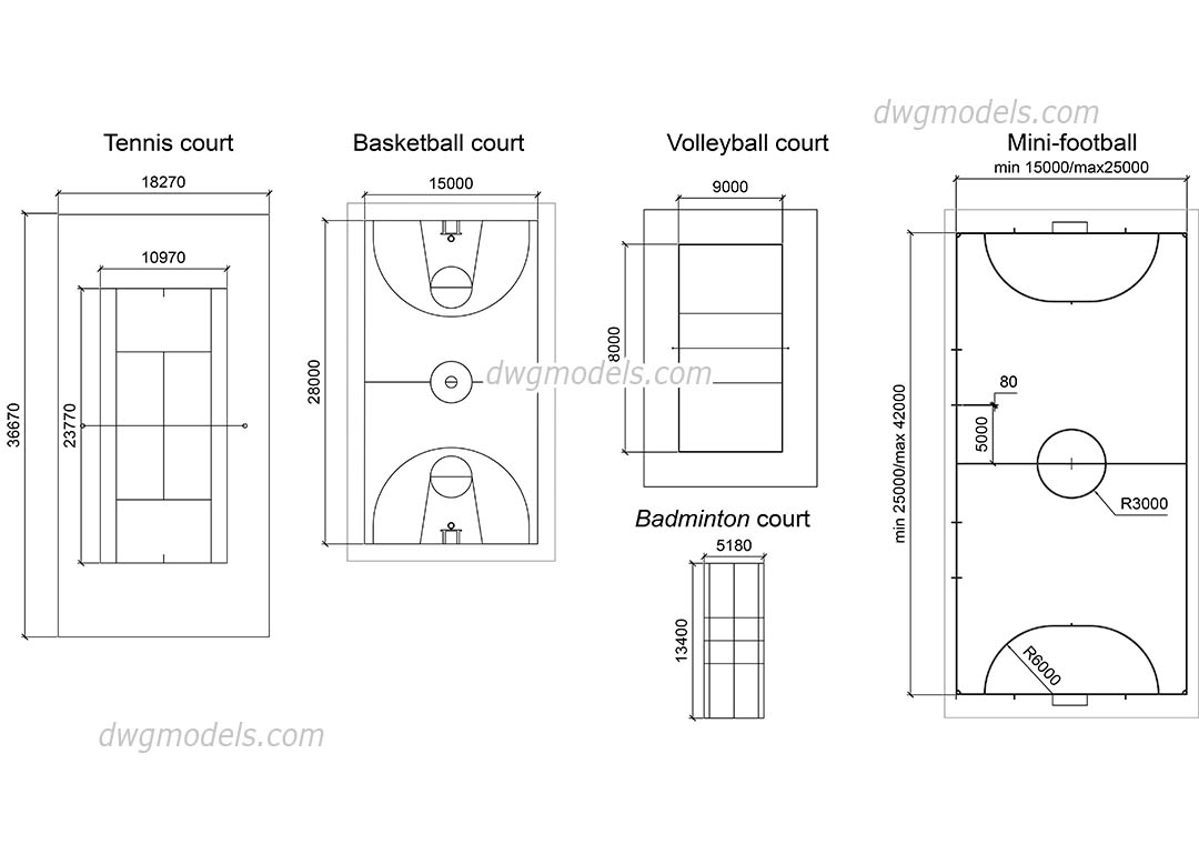 1080x760 sports sourts dimensions diagram autocad drawings free download - Sports Drawing Pictures