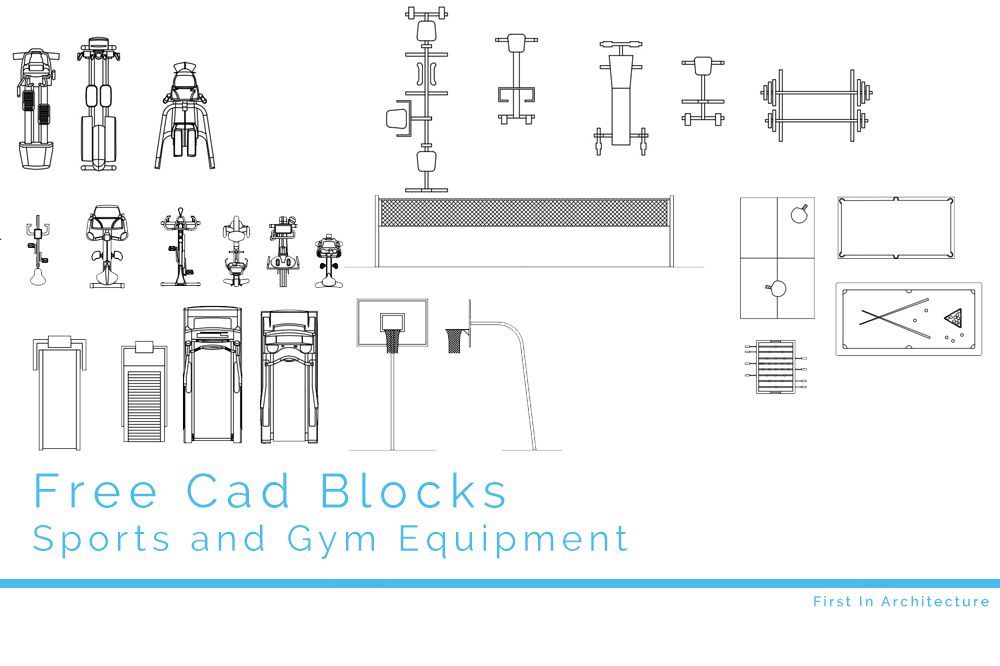 1000x666 Free Cad Blocks - Sports Equipment Drawing