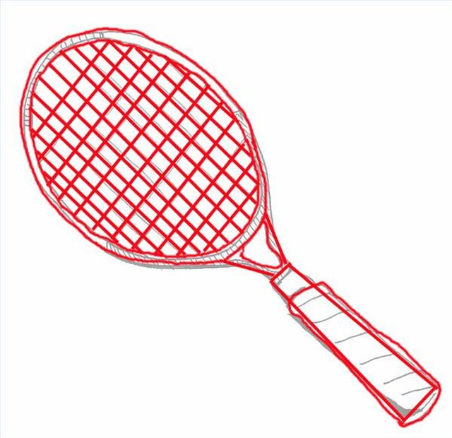 640x620 how to draw a tennis racquet - Sports Equipment Drawing