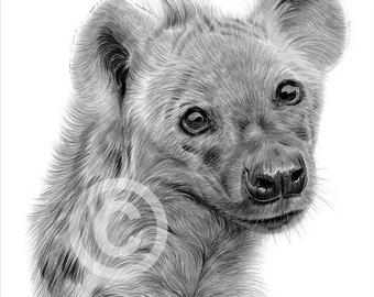 340x270 Hyena Drawing Etsy - Spotted Hyena Drawing