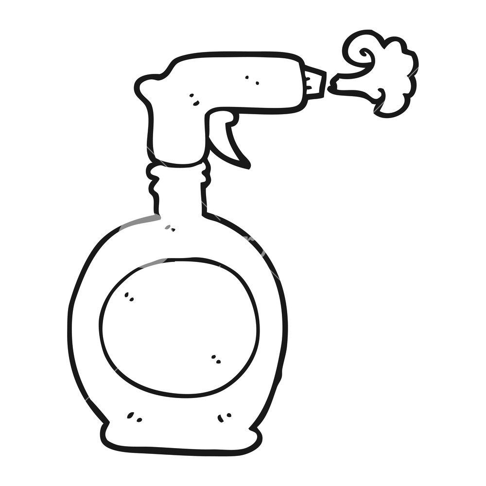 1000x1000 freehand drawn black and white cartoon spray bottle royalty free - Spray Bottle Drawing