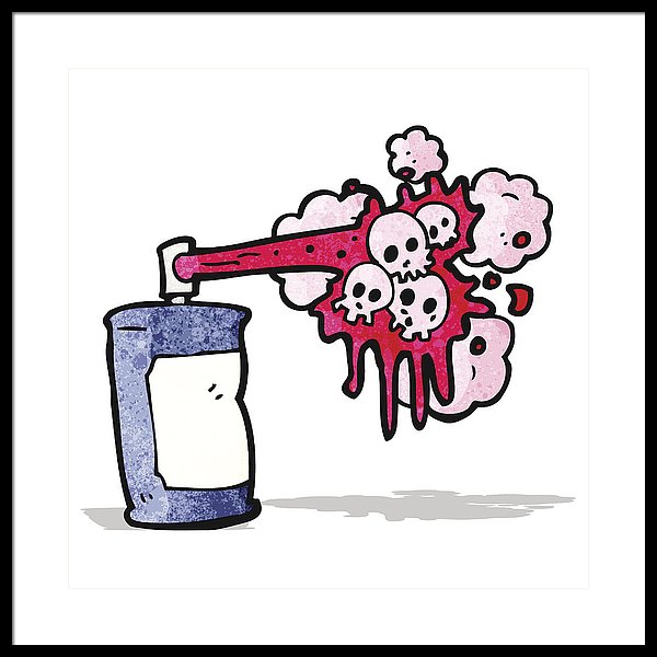 600x600 cartoon graffiti skull spray can framed print - Spray Can Drawing